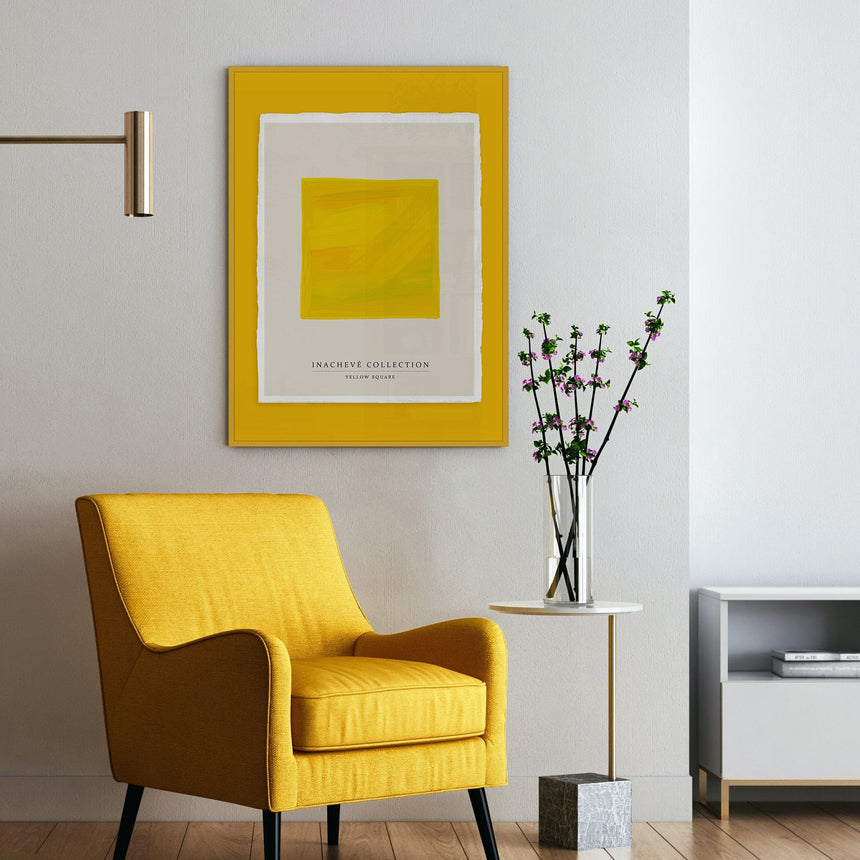 Luksus plakat med gul ramme - Yellow Square - Artist Paper - Incado