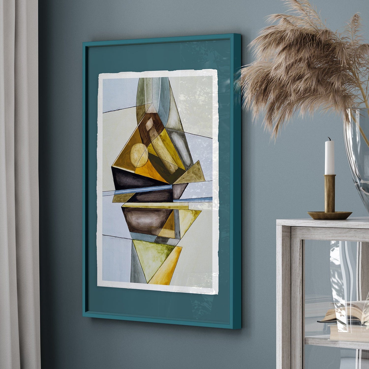 Luksus plakat med blå ramme - Blue Construction - Artist Paper - Incado