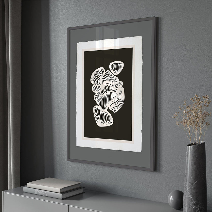 Luksus plakat med grå ramme - Soft Mushrooms - Artist Paper - Incado