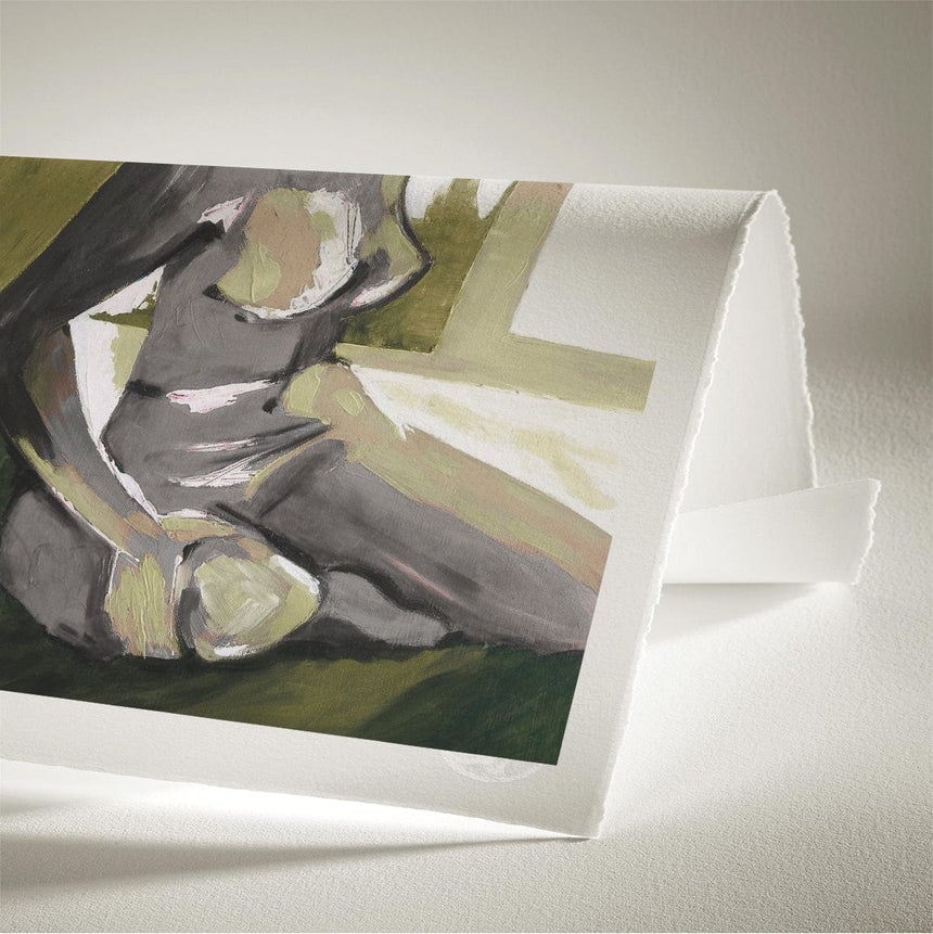 Luksus plakat med grøn ramme - Woman Sitting - Artist Paper - Incado