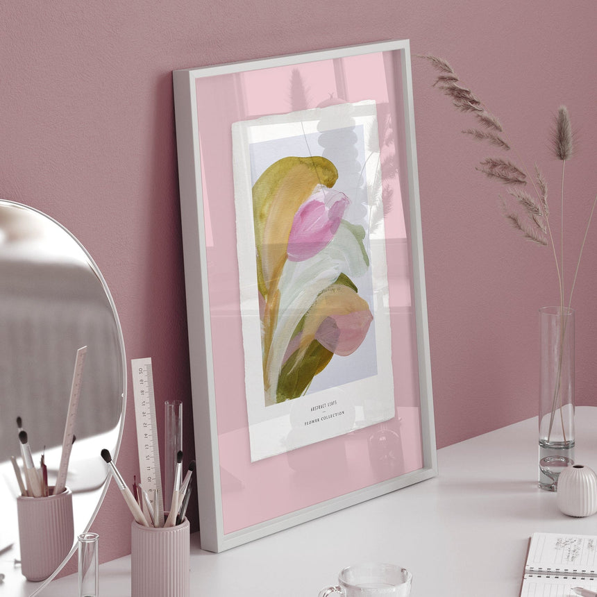 Luksus plakat med beige ramme - Abstract Leafs - Artist Paper - Incado