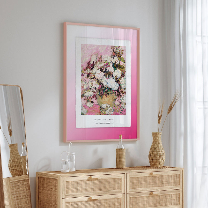 Luksus plakat med lyserød ramme - Elementary Pastel - Roses - Artist Paper - Incado