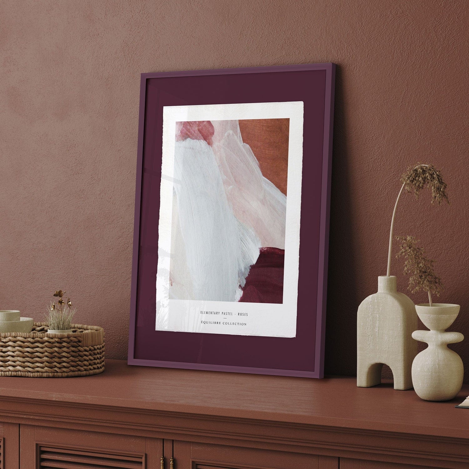 Luksus plakat med lilla ramme - Elementary Pastel - Abstract I - Artist Paper - Incado