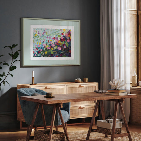 Luksus plakat med grøn ramme - Flower Meadow - Artist Paper - Incado