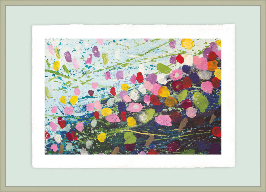 Luksus plakat med grøn ramme - Flower Meadow - Artist Paper - Incado