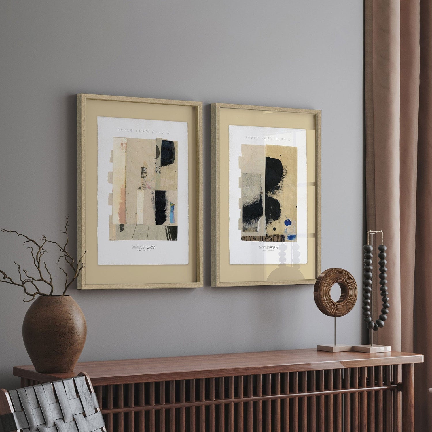 Luksus plakat med brun ramme - Paper Composition II - Artist Paper - Incado