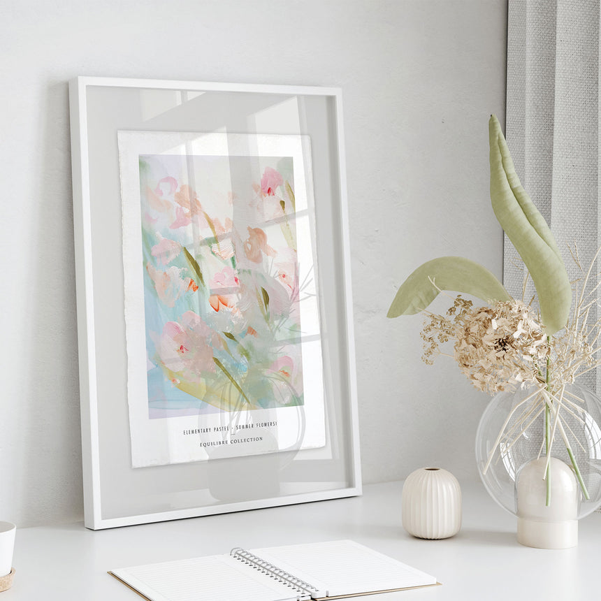 Luksus plakat med hvid ramme - Summer Flowers - Artist Paper - Incado