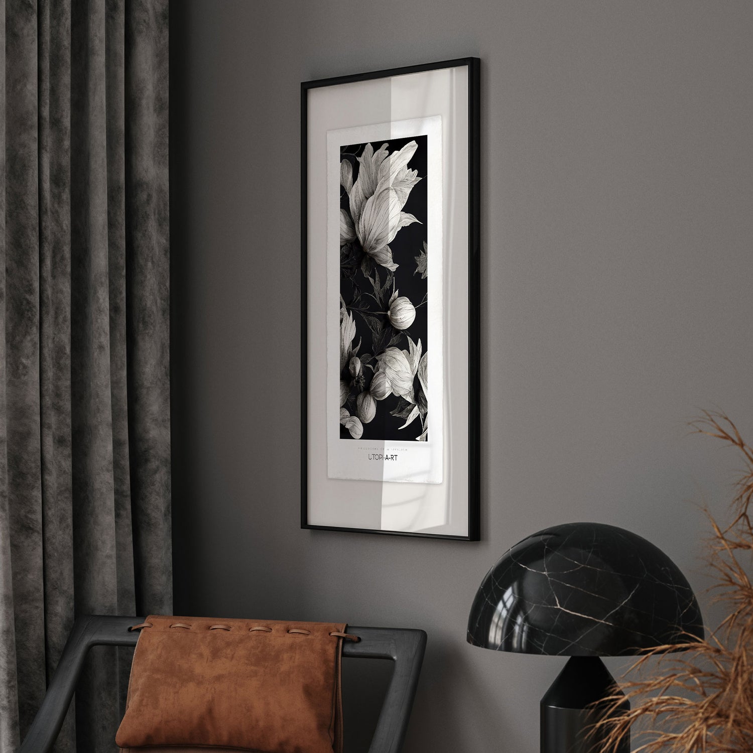 Luksus plakat med sort ramme - Floral Monochrome II - Artist Paper - Incado
