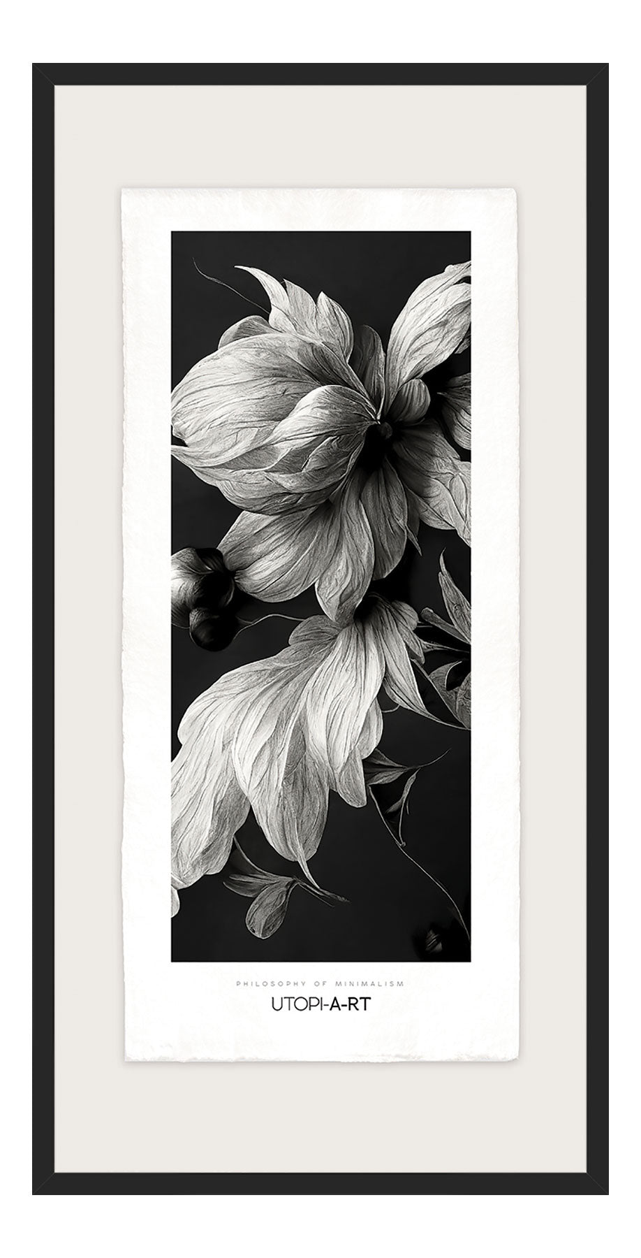 Luksus plakat med sort ramme - Floral Monochrome I - Artist Paper - Incado