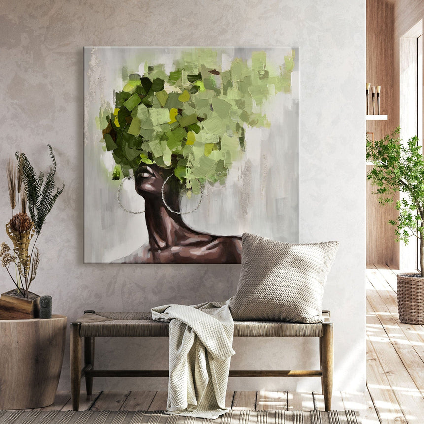 Håndlavet maleri - Wooden Hair Green - Incado