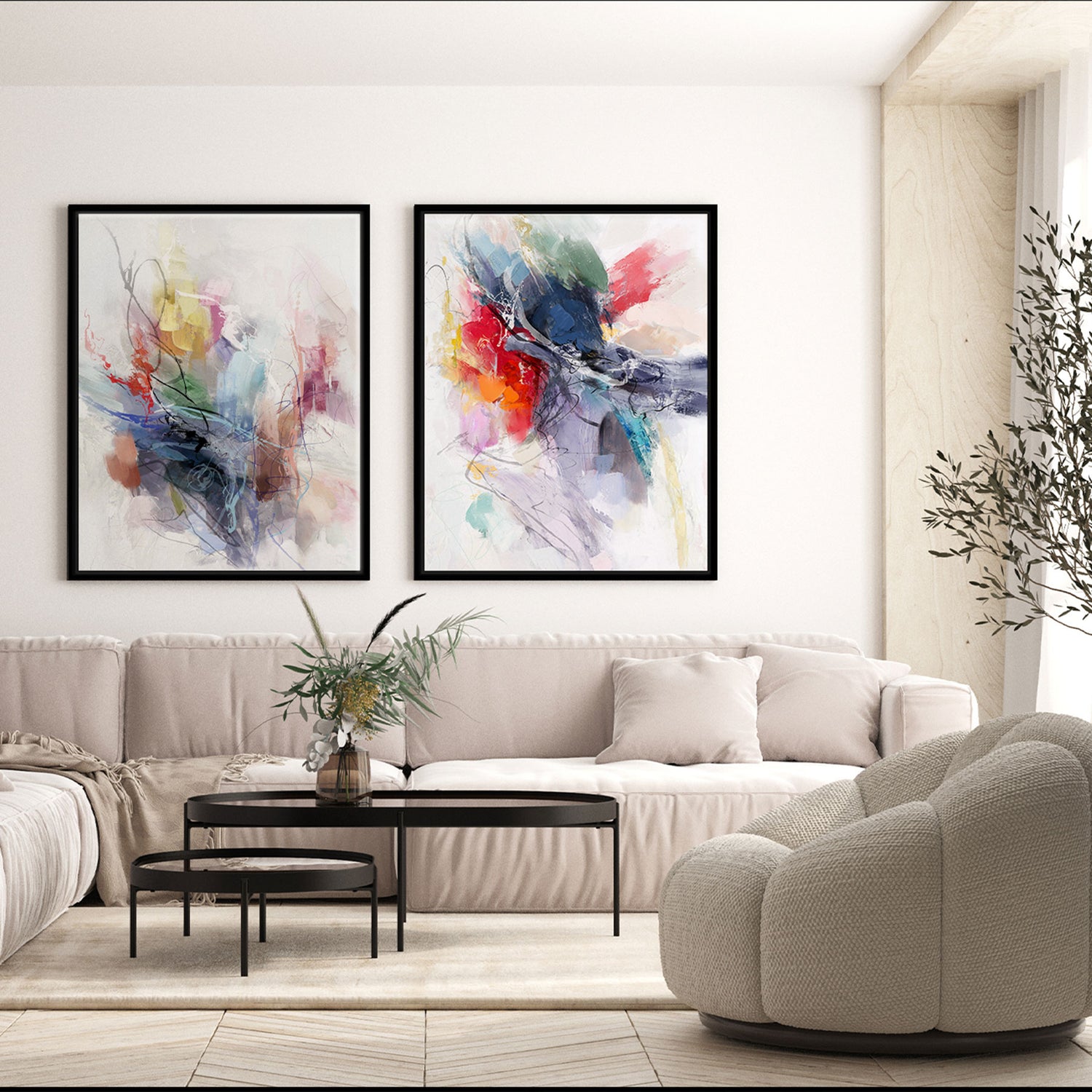 Håndlavet maleri med sort ramme - Abstract Storm - Mixed media - Incado