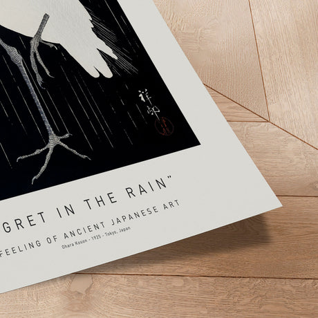 Plakat - Egret In The Rain - Ancient Art