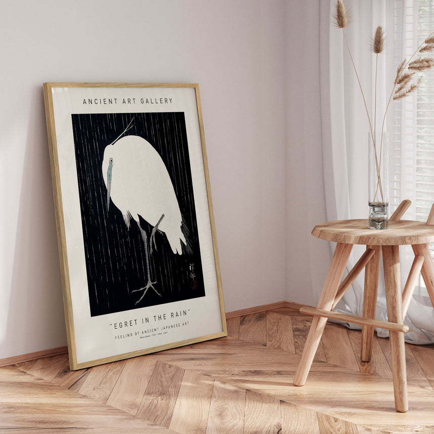 Plakat - Egret In The Rain - Ancient Art - Incado