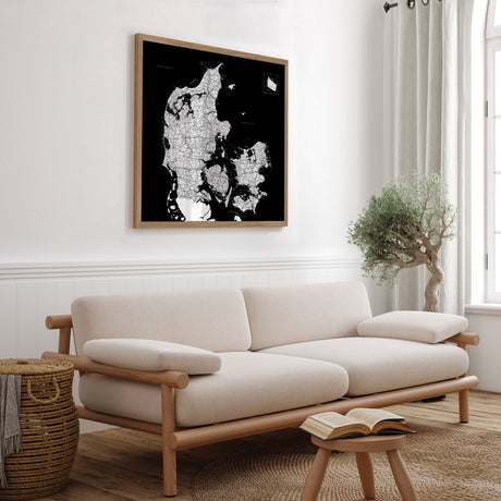 Danmarkskort - Black - Plakat - Incado