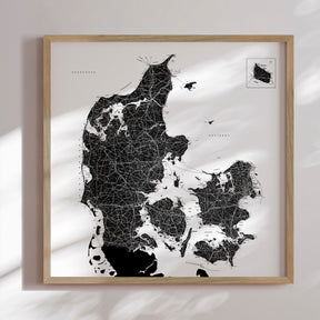 Danmarkskort - White - Plakat - Incado