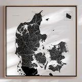 Danmarkskort - White - Lærredstryk