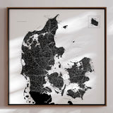Danmarkskort - White - Lærredstryk