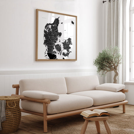 Danmarkskort - White - Plakat - Incado