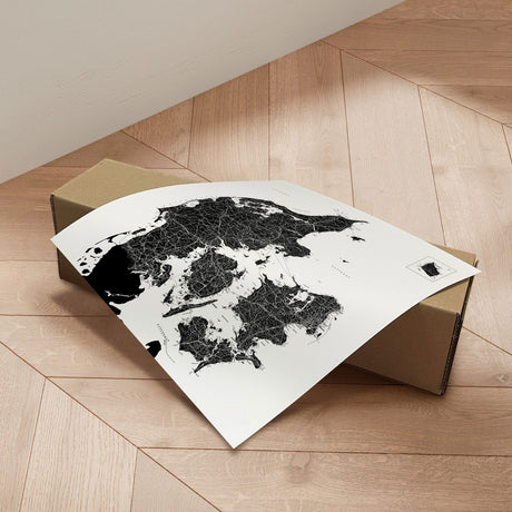 Danmarkskort - White - Plakat - Incado