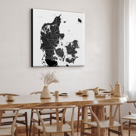 Danmarkskort - White - Lærredstryk - Incado