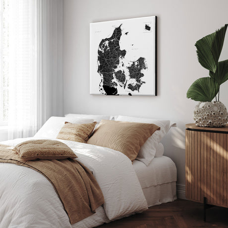 Danmarkskort - White - Lærredstryk - Incado