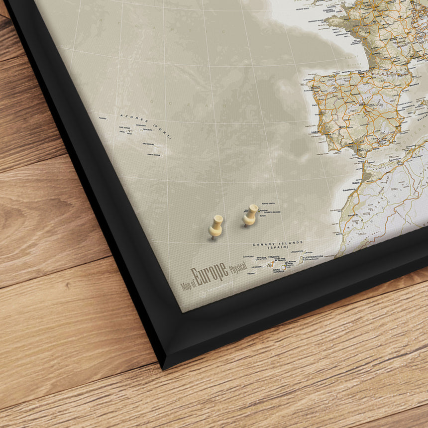 Europakort med sort ramme - Vintage - Opslagstavle