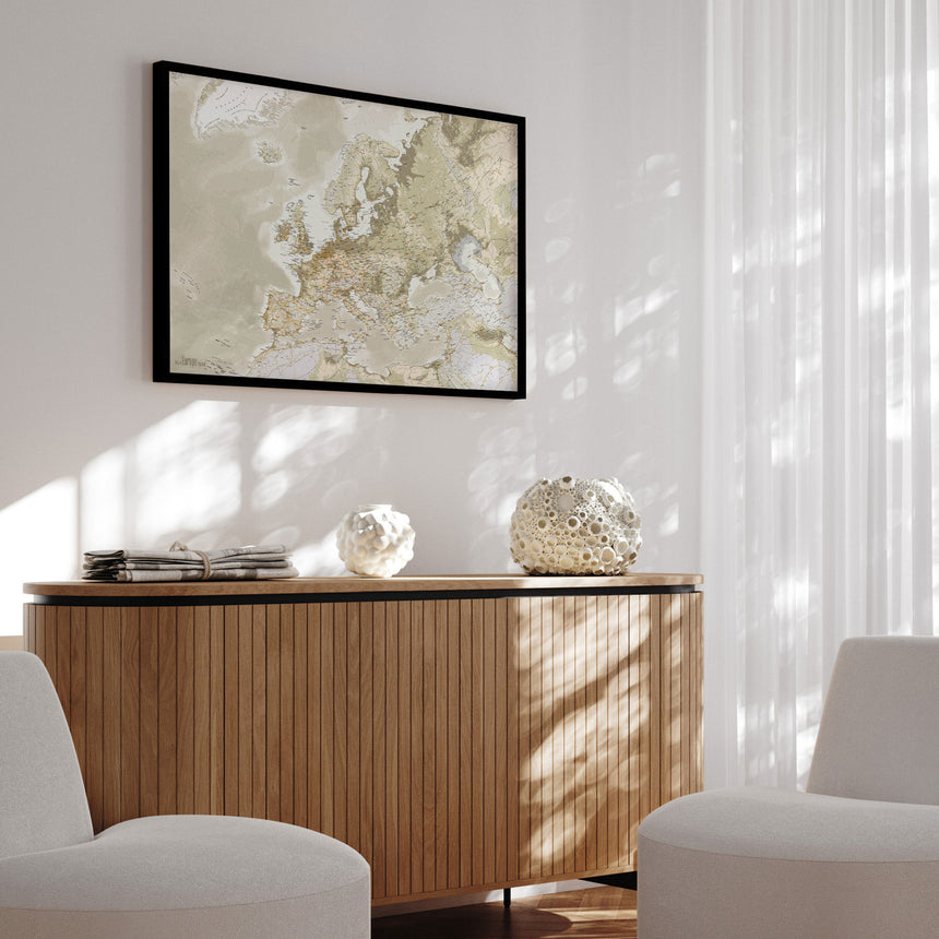 Europakort med sort ramme - Vintage - Opslagstavle