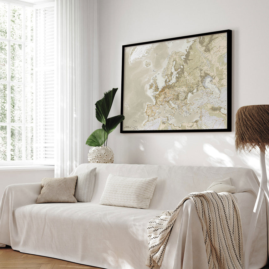 Europakort med sort ramme - Vintage - Opslagstavle