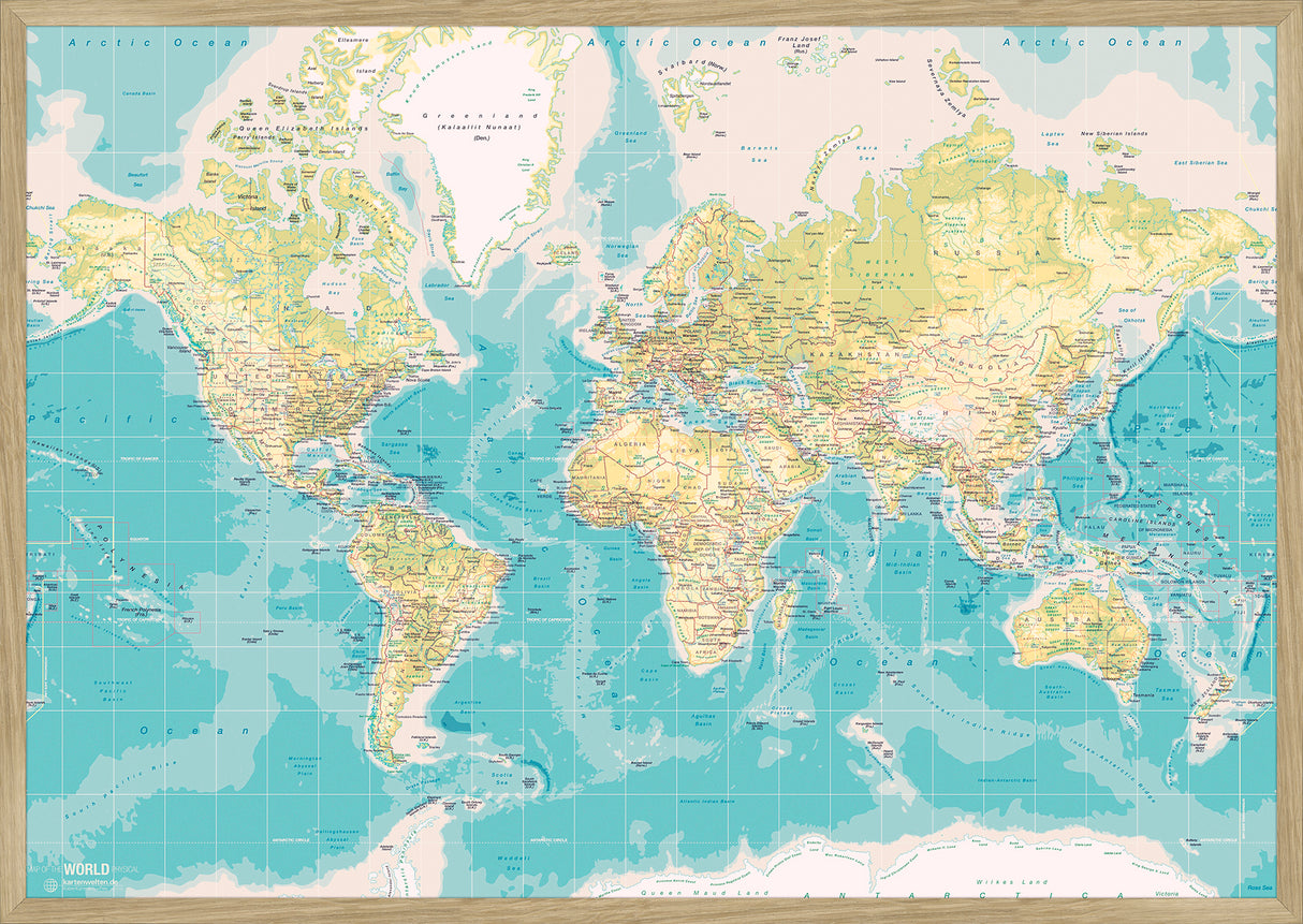 Retro verdenskort - Pinboard - Egetræsramme