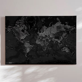 Verdenskort - Dark - Lærredstryk - Incado