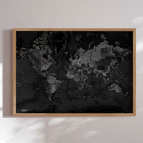 Verdenskort - Dark - Plakat - Incado