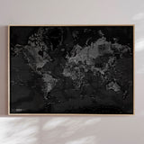 Verdenskort - Dark - Lærredstryk