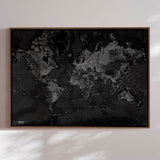 Verdenskort - Dark - Lærredstryk