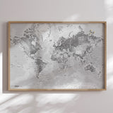 Verdenskort med trælook ramme - Light - Plakat