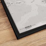 Verdenskort med sort ramme - Light - Plakat