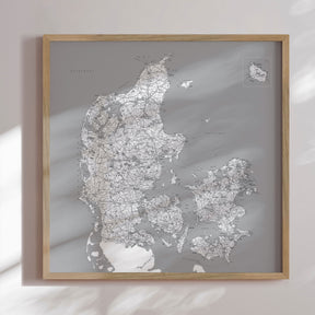 Danmarkskort - Grey - Plakat - Incado