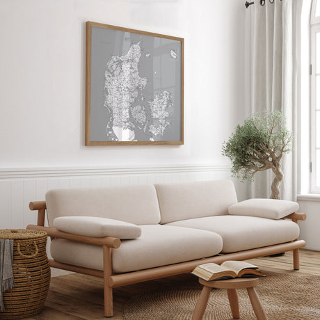 Danmarkskort - Grey - Plakat - Incado