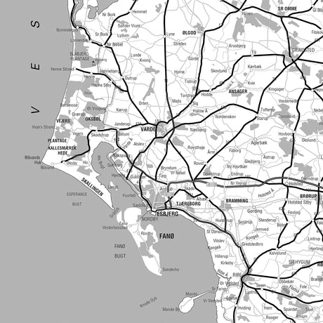 Danmarkort i sort ramme - Grey - Opslagstavle - Incado