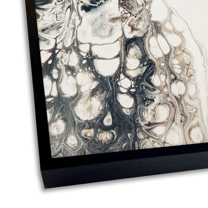 Håndlavet maleri med sort ramme - Beige Composition - Mixed media - Incado