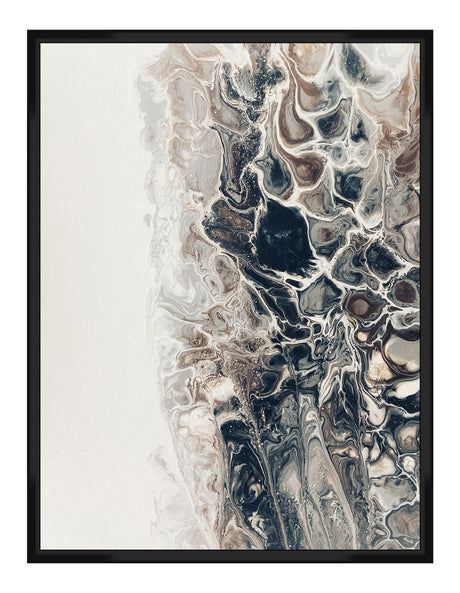 Håndlavet maleri med sort ramme - Beige Composition II - Mixed media - Incado
