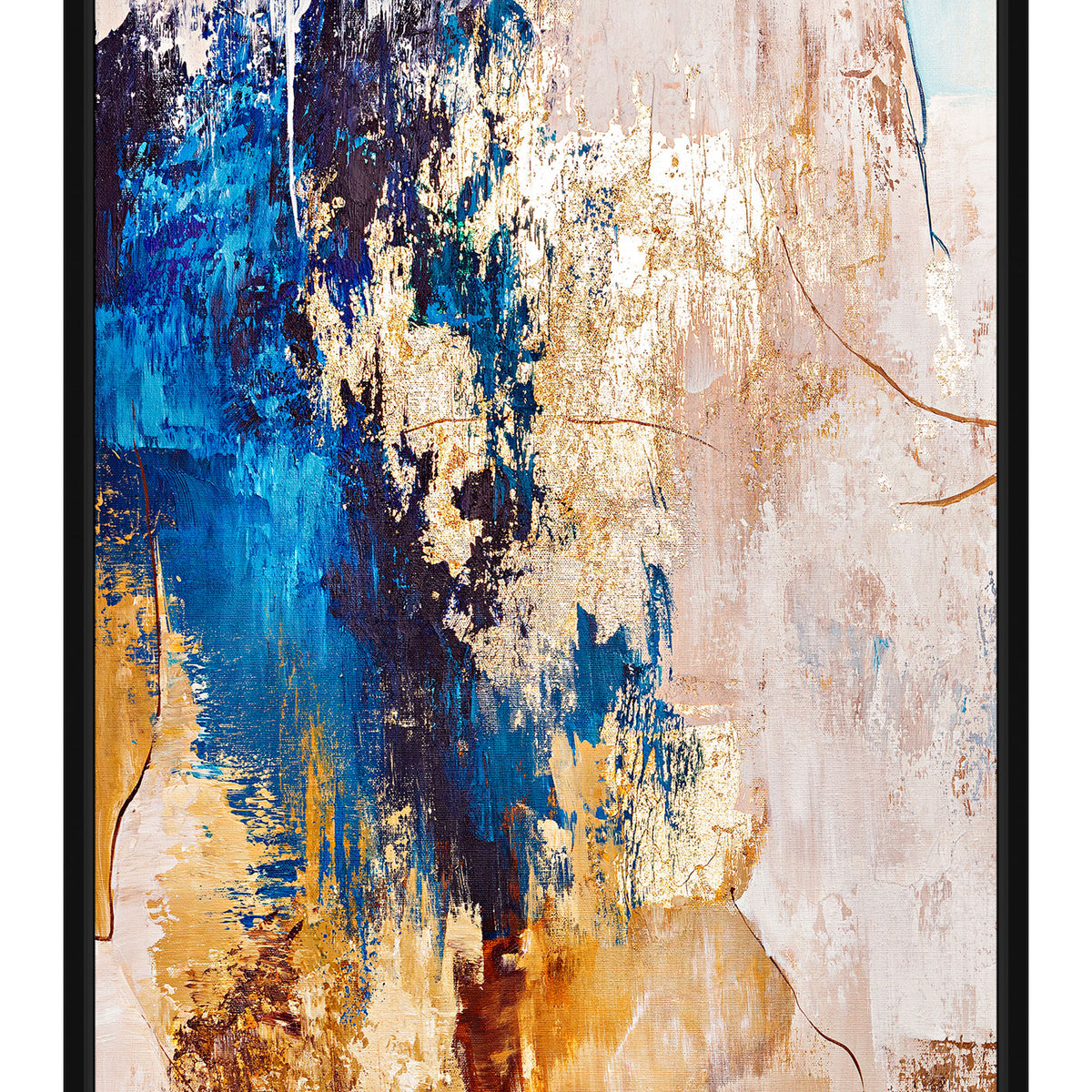 Håndlavet maleri med sort ramme - Blue Feeling - Mixed media - Incado