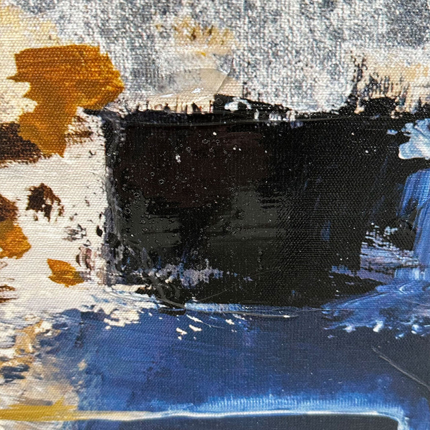 Håndlavet maleri med sort ramme - Okker Feeling - Mixed media
