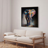 Håndlavet maleri med sort ramme - Colorful Elephant - Mixed media