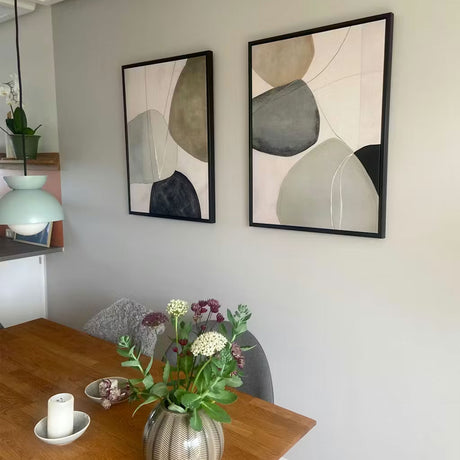 Håndlavet maleri med sort ramme - Green I - Mixed media