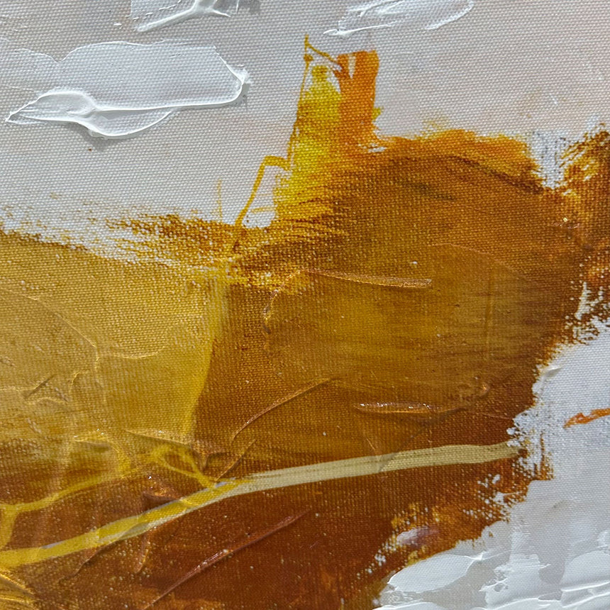 Håndlavet maleri med sort ramme - Okker Feeling II - Mixed media
