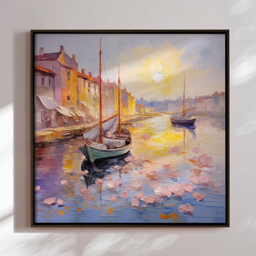 Håndlavet maleri ramme - Forårshavn - Mixed media