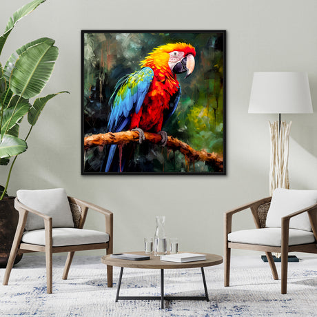 Håndlavet maleri med sort ramme - Parrot I - Mixed media