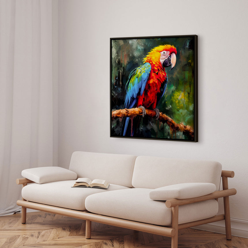 Håndlavet maleri med ramme - Parrot I - Mixed media