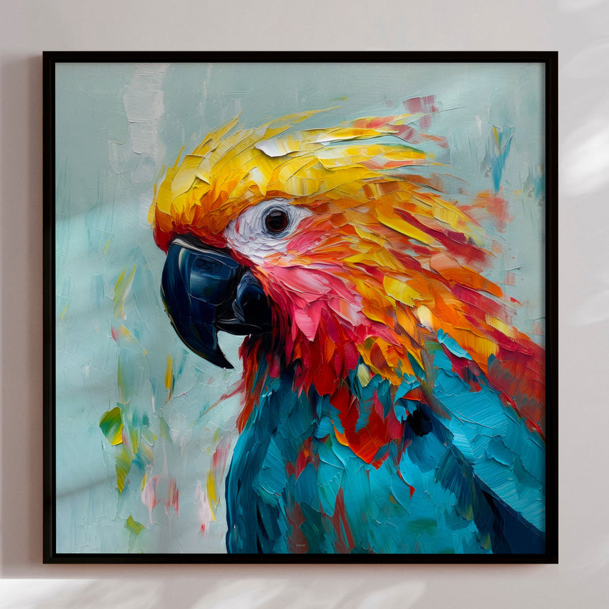 Håndlavet maleri med sort ramme - Parrot II - Mixed media - Incado