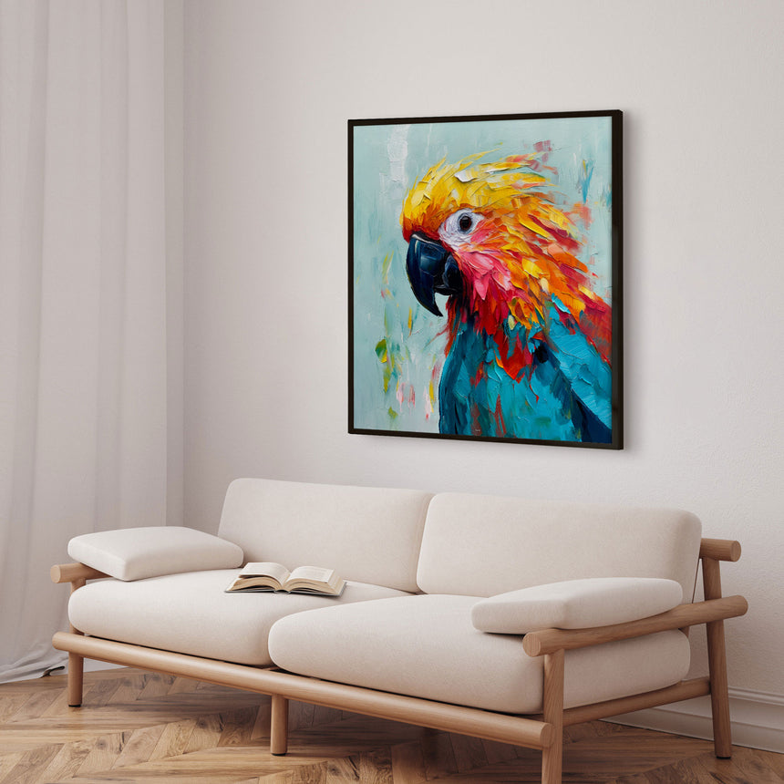 Håndlavet maleri med sort ramme - Parrot II - Mixed media - Incado